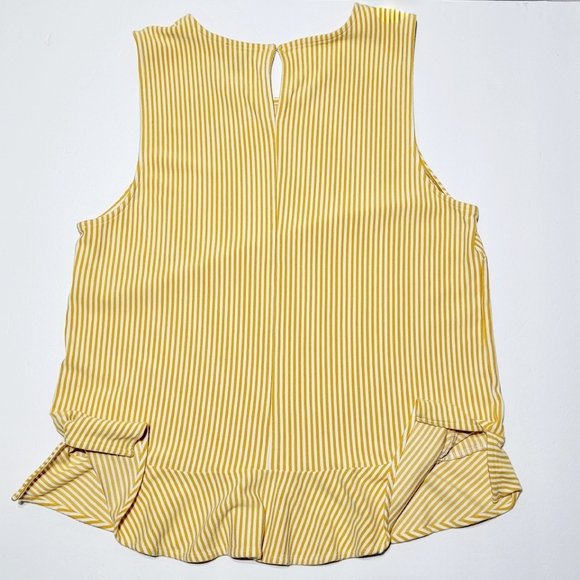 Ann Taylor Factory Peplum Yellow & White Striped Sleeveless Top (XL) - Picture 4 of 8